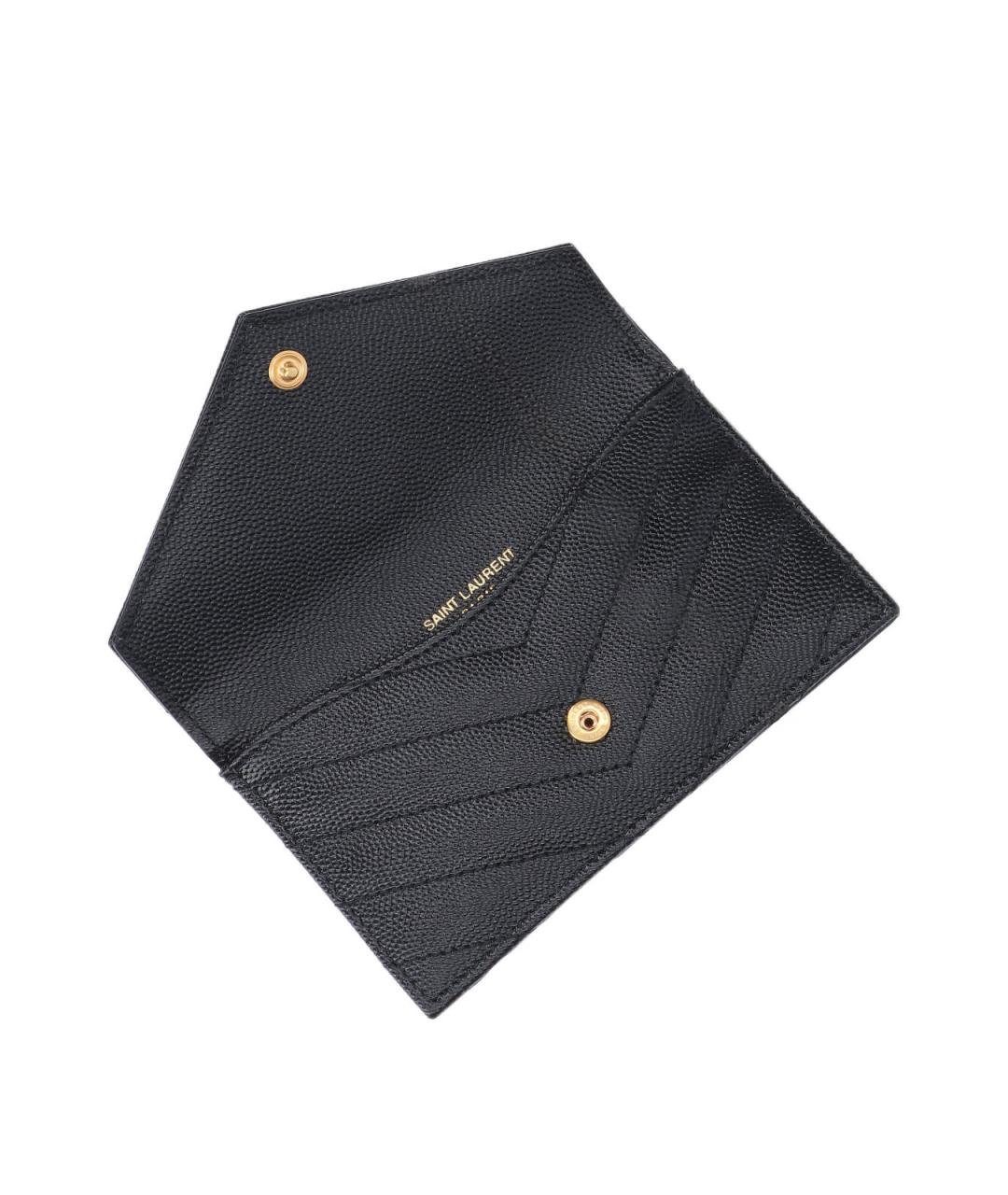 SAINT LAURENT Черный кожаный кошелек, фото 4