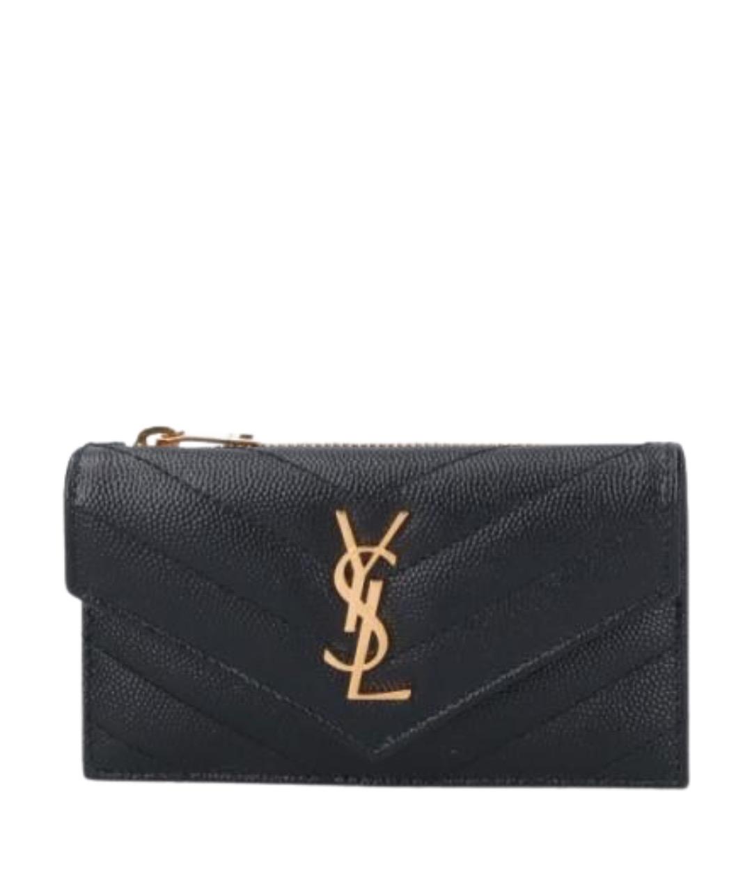 SAINT LAURENT Черный кожаный кошелек, фото 1