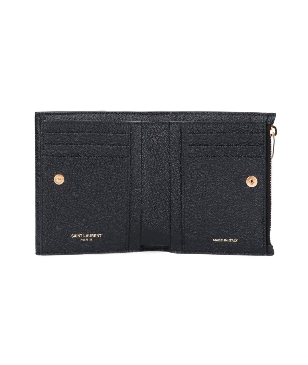SAINT LAURENT Черный кожаный кошелек, фото 2