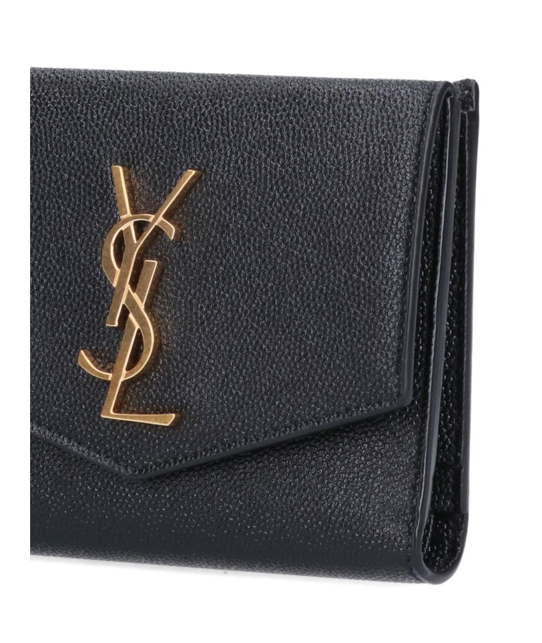 SAINT LAURENT Черный кожаный кошелек, фото 5