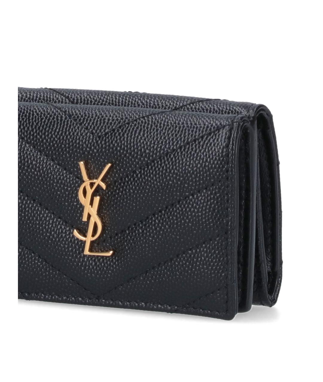 SAINT LAURENT Черный кожаный кошелек, фото 5