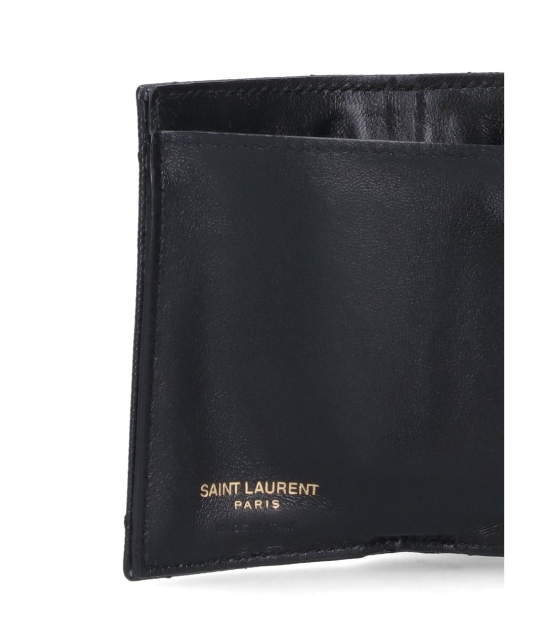 SAINT LAURENT Черный кожаный кошелек, фото 4