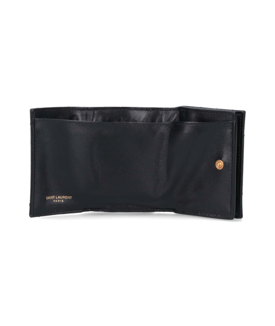 SAINT LAURENT Черный кожаный кошелек, фото 2