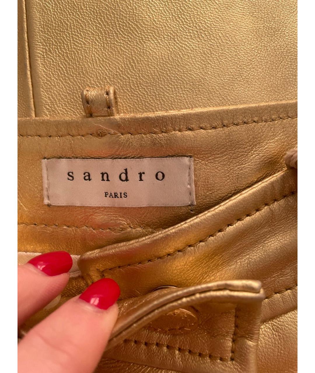 SANDRO Золотая кожаная юбка миди, фото 4
