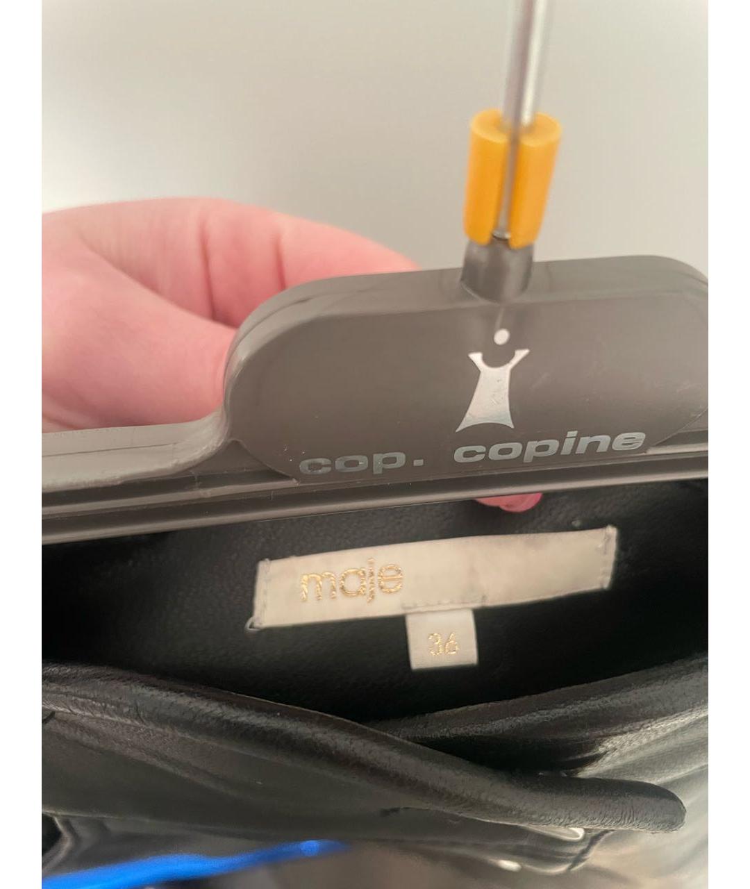 MAJE Черная кожаная юбка мини, фото 3