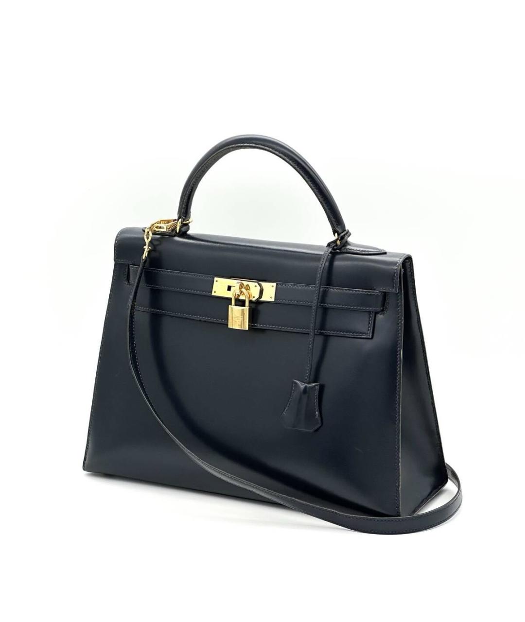HERMES Черная кожаная сумка с короткими ручками, фото 2