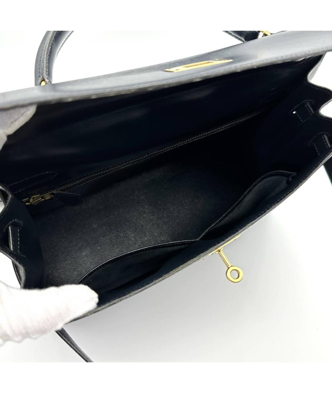 HERMES Черная кожаная сумка с короткими ручками, фото 7