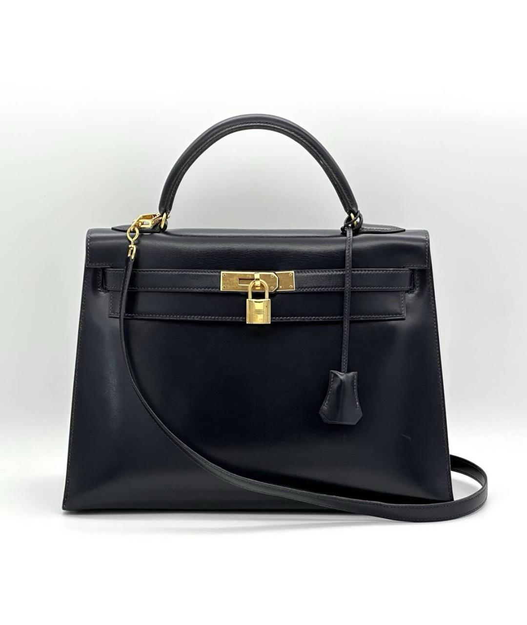 HERMES Черная кожаная сумка с короткими ручками, фото 8