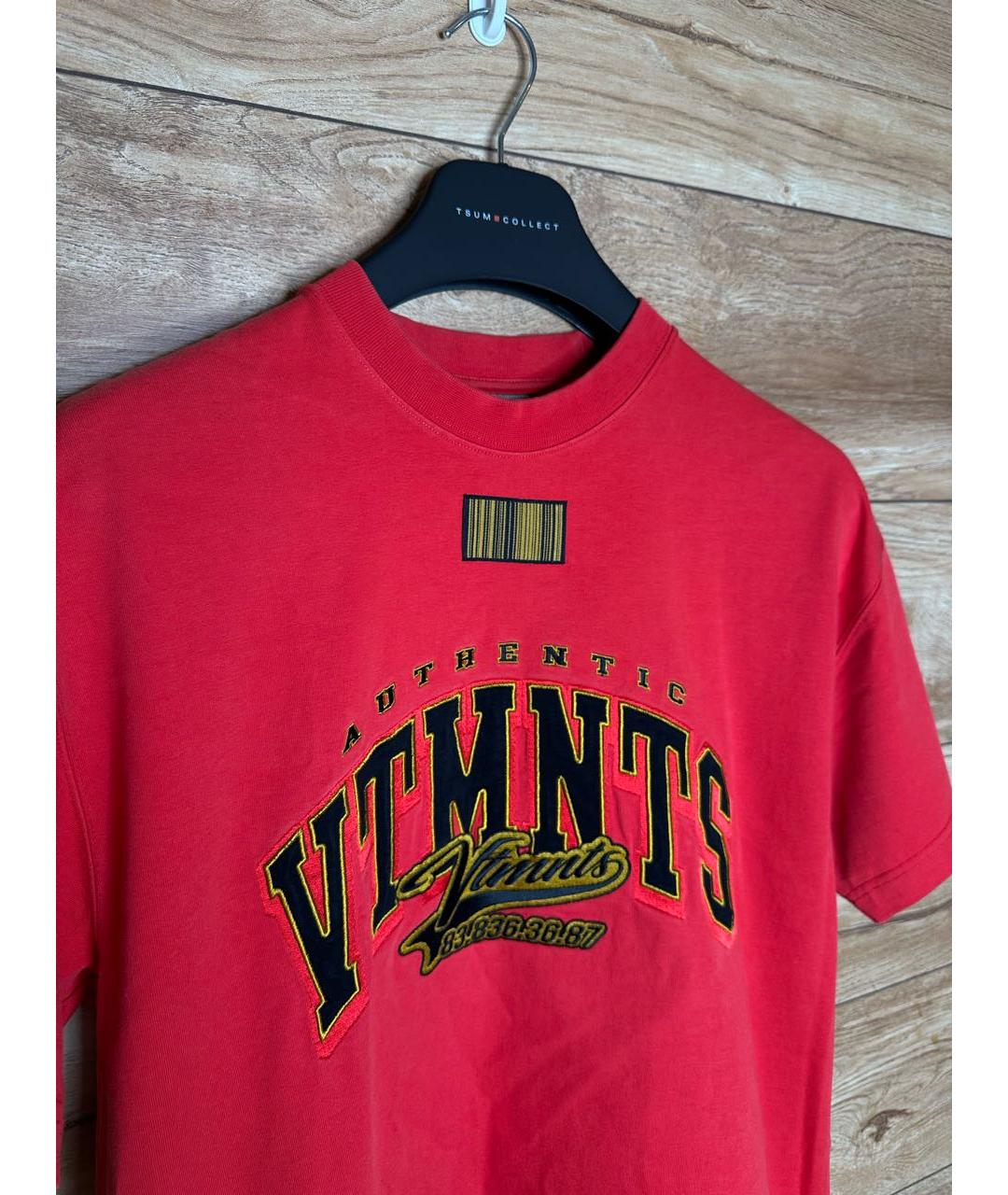 VETEMENTS Красная хлопковая футболка, фото 2