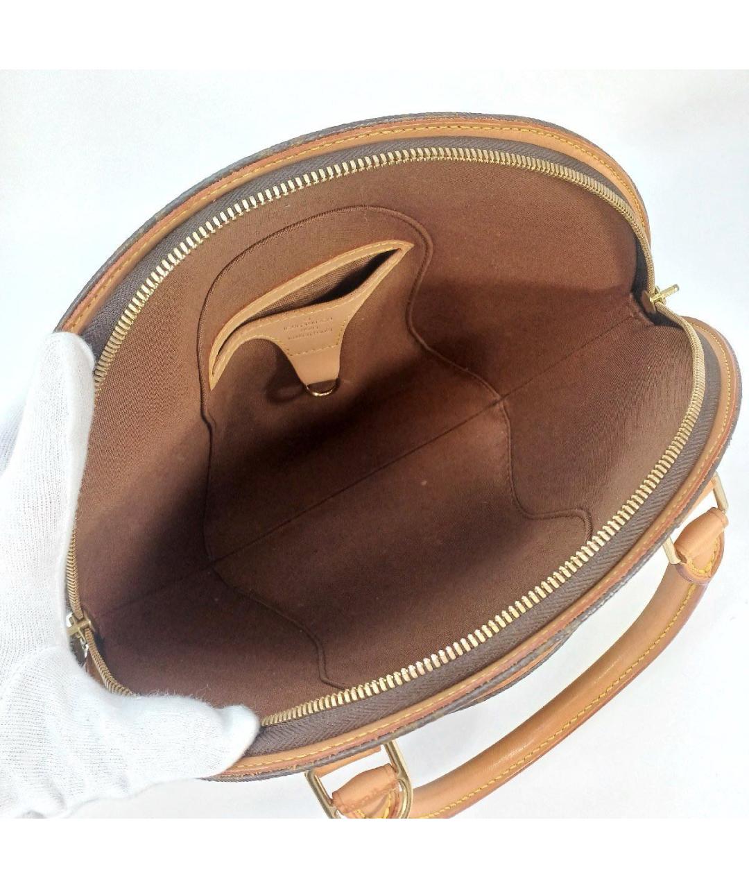 LOUIS VUITTON Коричневая кожаная сумка с короткими ручками, фото 7