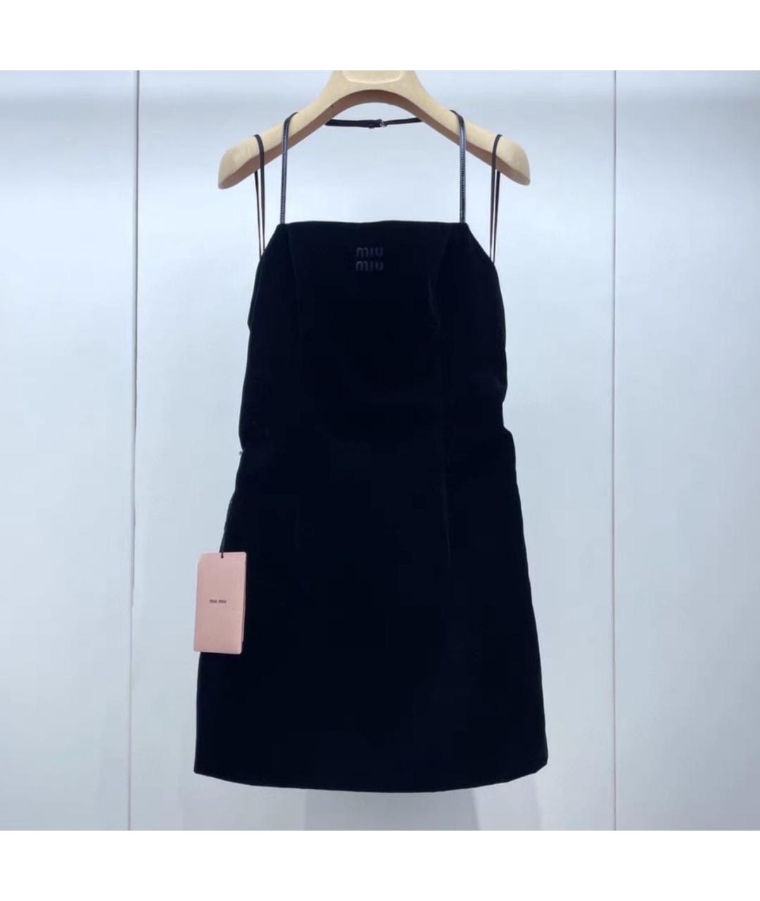 MIU MIU Черное хлопко-эластановое вечернее платье, фото 2