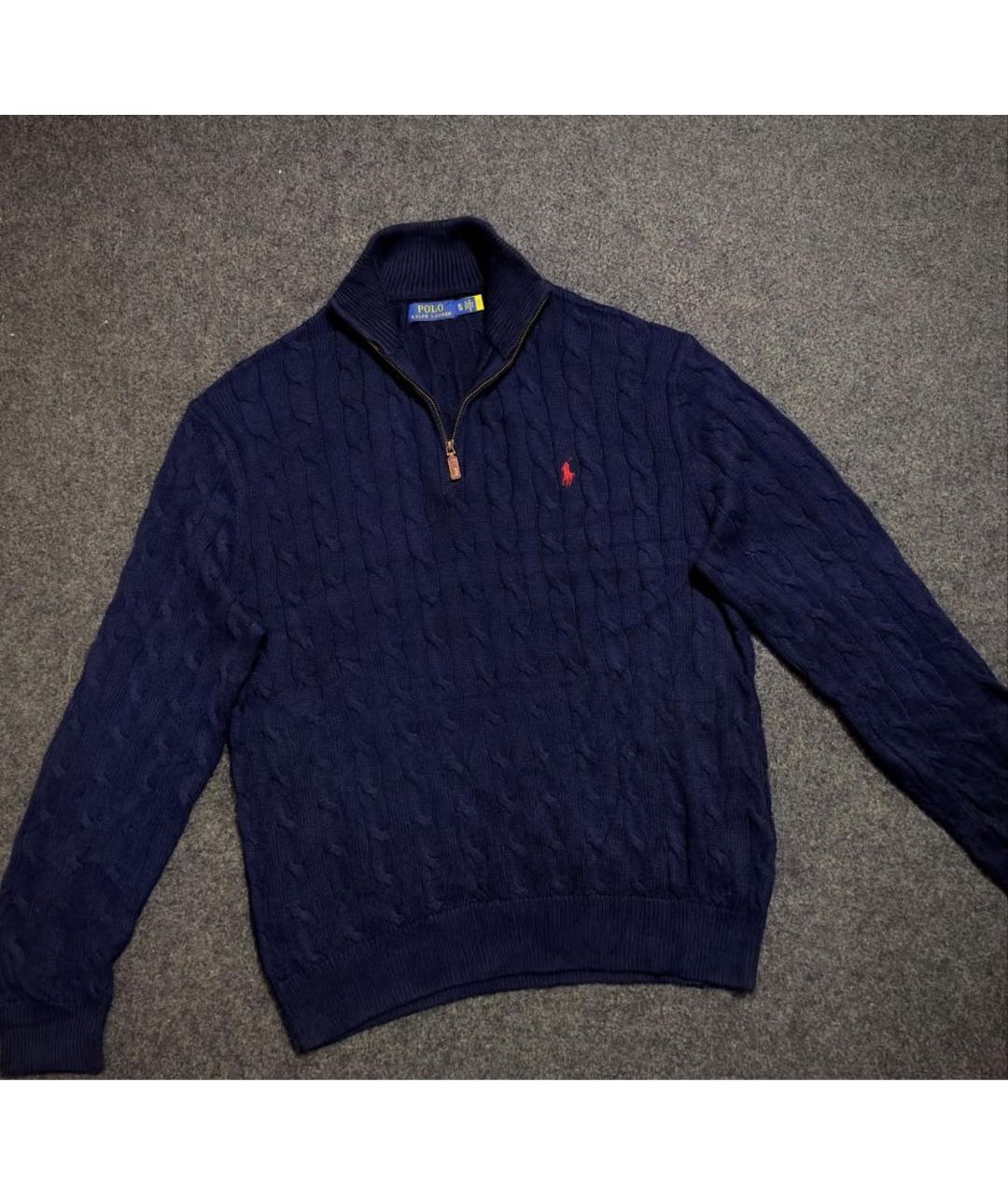 POLO RALPH LAUREN Темно-синий хлопковый джемпер / свитер, фото 4