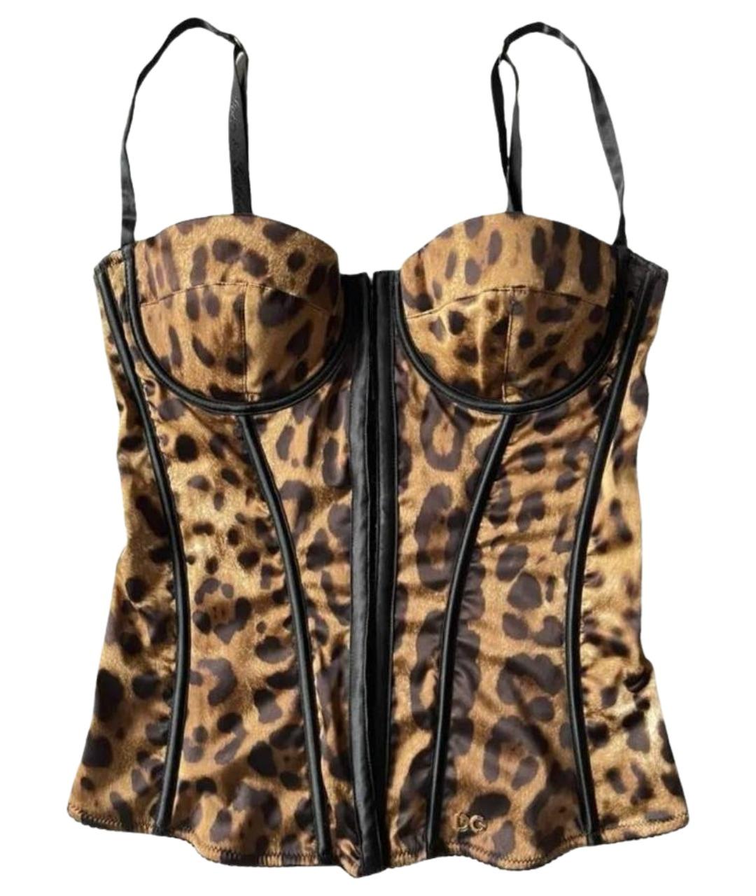 DOLCE&GABBANA Коричневый атласный корсет, фото 1