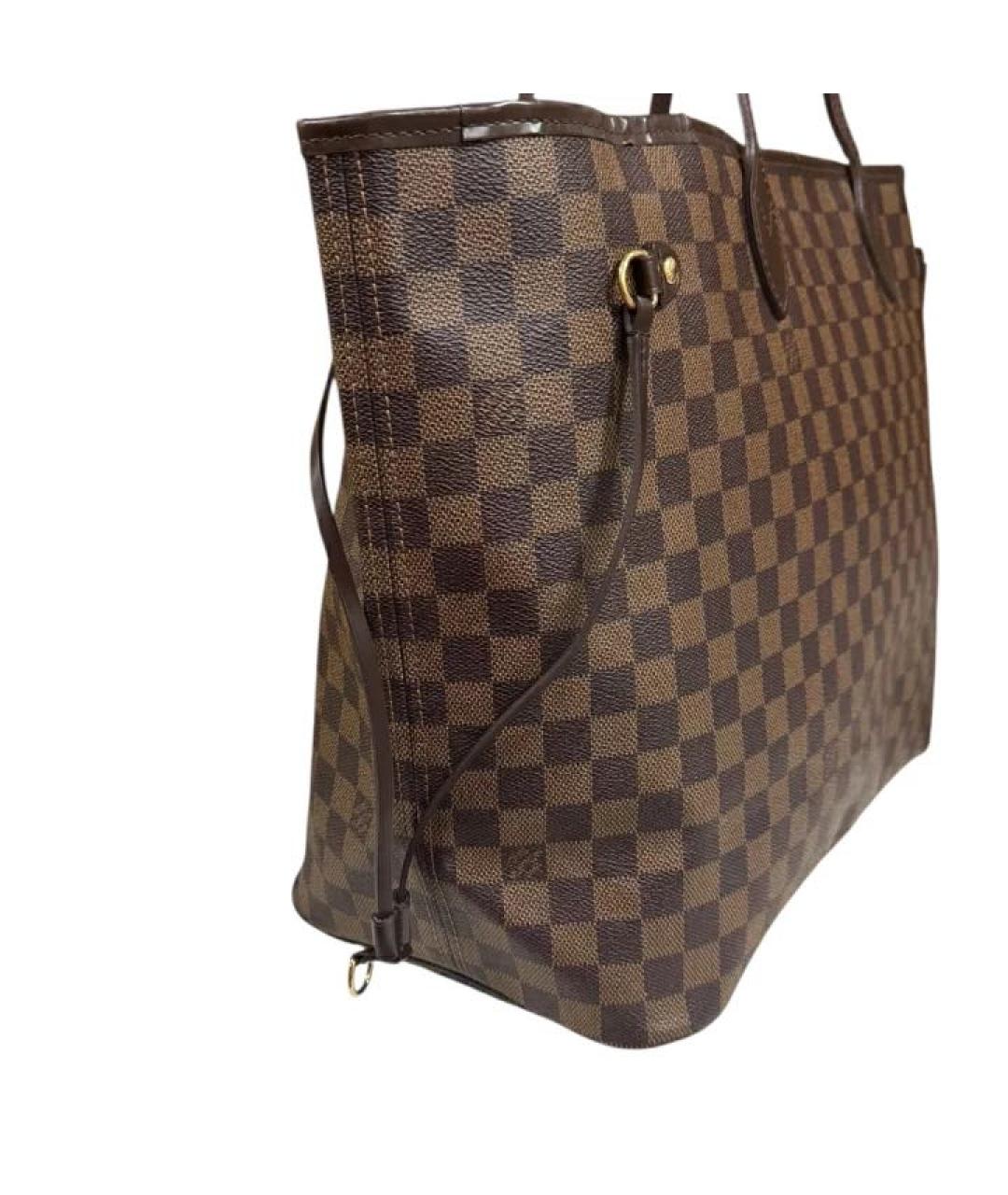 LOUIS VUITTON Коричневая кожаная сумка тоут, фото 6