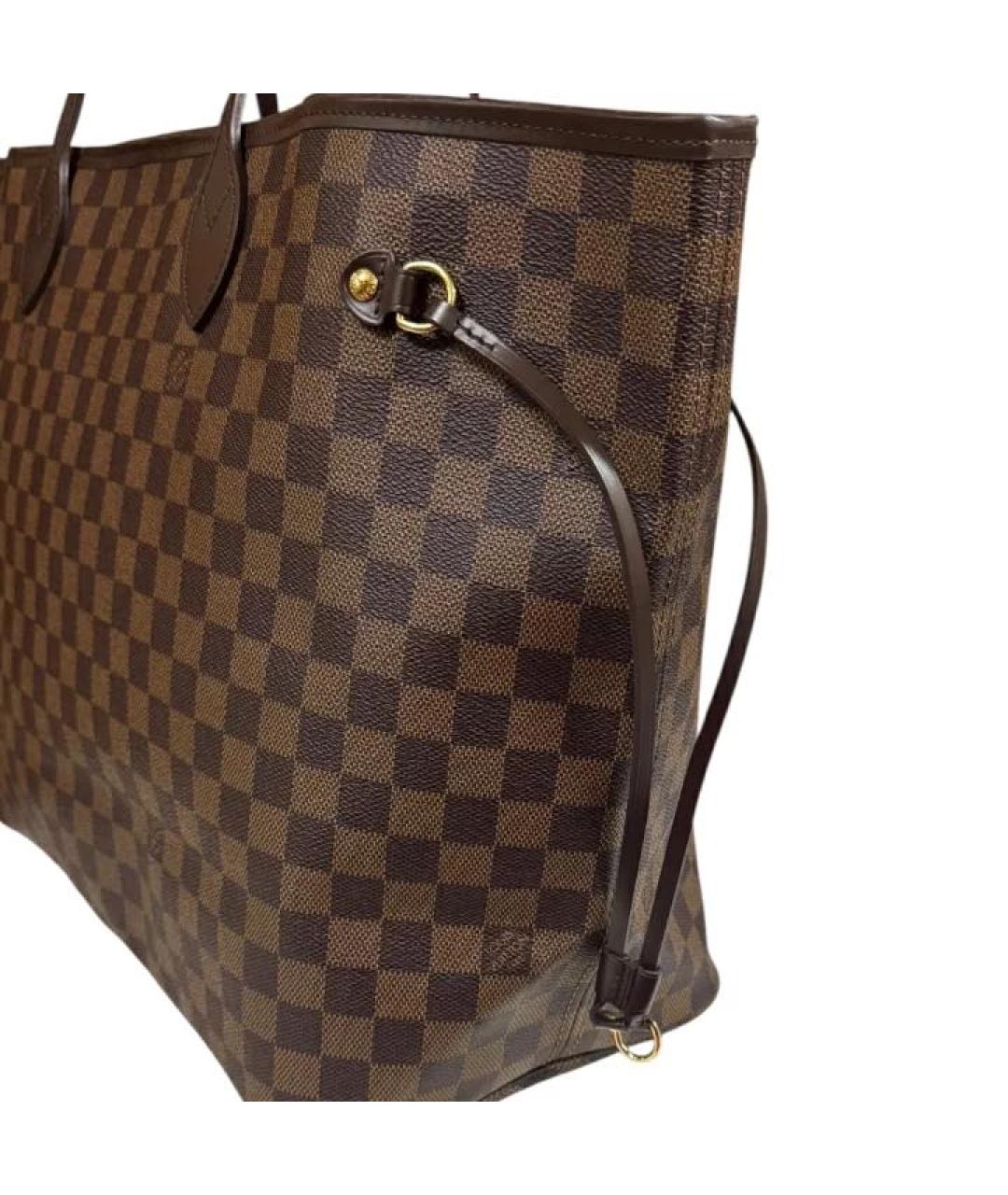 LOUIS VUITTON Коричневая кожаная сумка тоут, фото 7