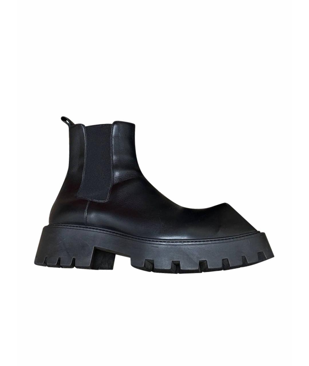 BALENCIAGA Черные кожаные высокие ботинки, фото 1