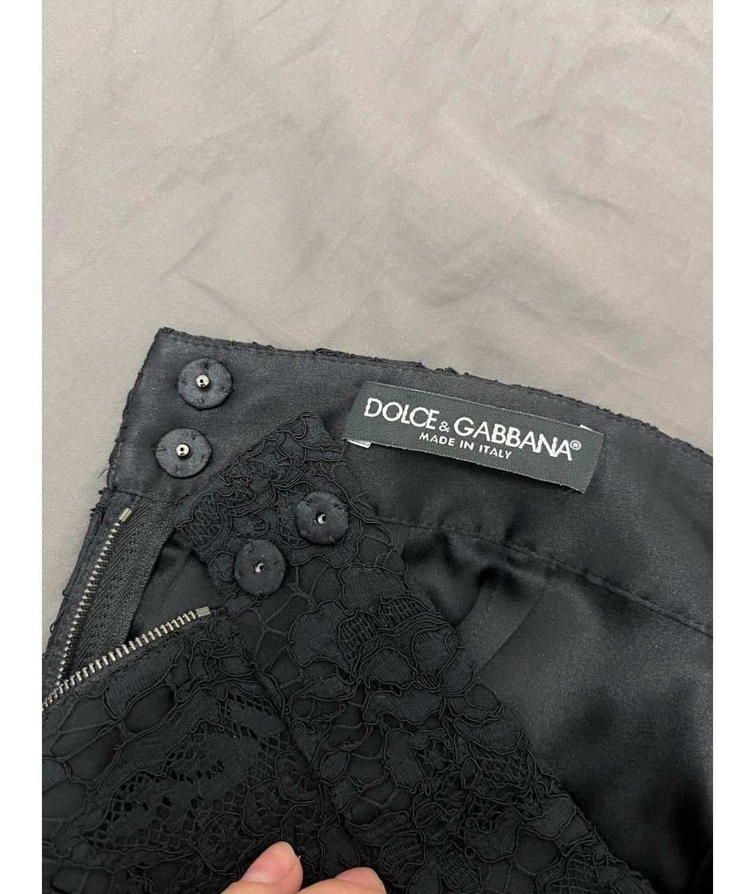 DOLCE&GABBANA Черная хлопковая юбка миди, фото 5