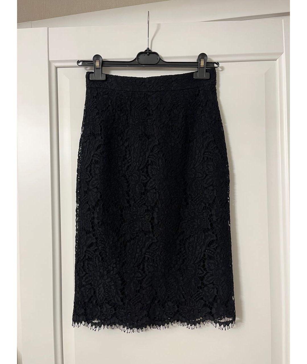 DOLCE&GABBANA Черная хлопковая юбка миди, фото 8