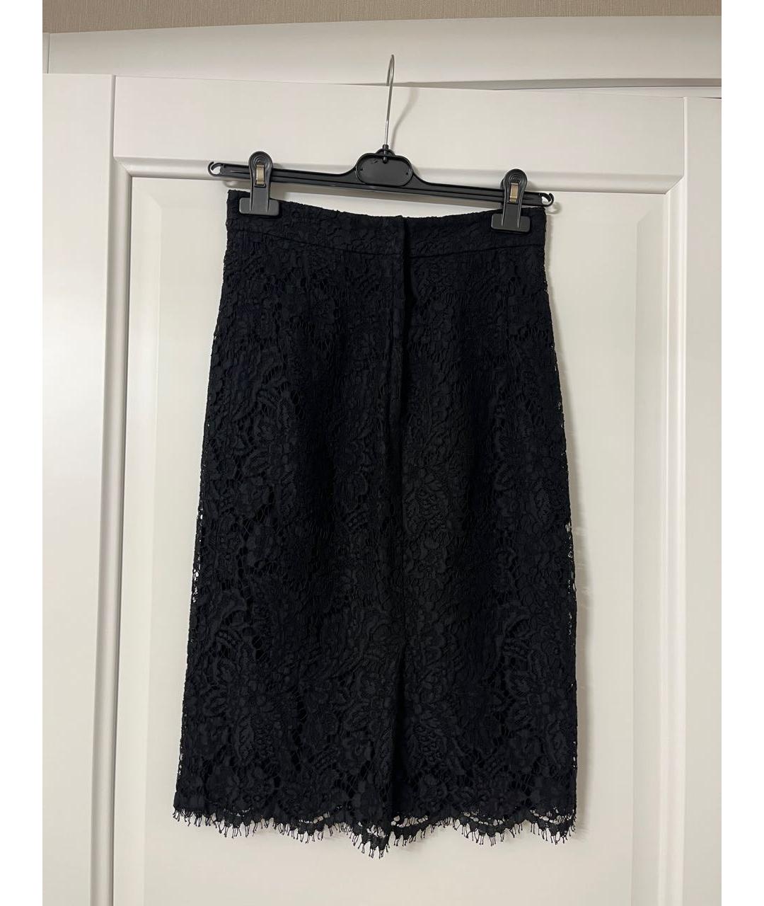 DOLCE&GABBANA Черная хлопковая юбка миди, фото 2