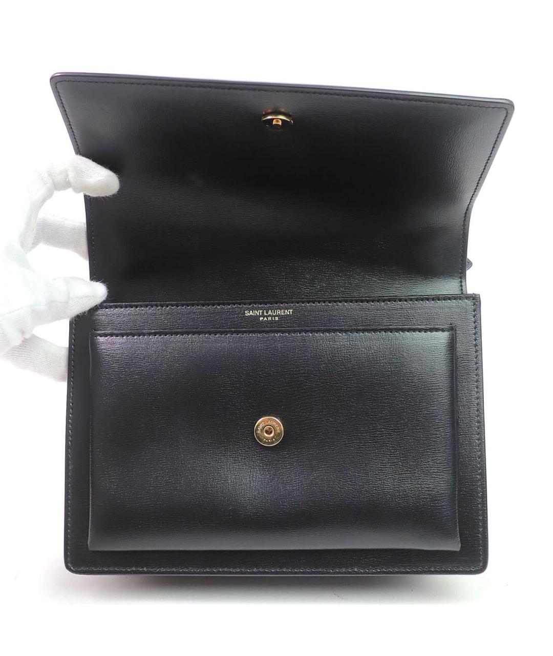 SAINT LAURENT Черная кожаная сумка через плечо, фото 8