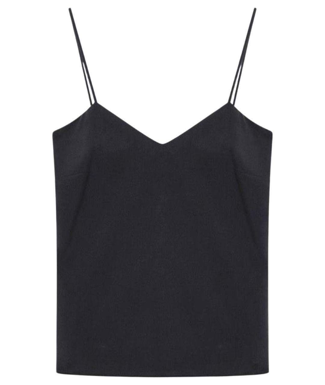 MAX MARA Темно-синяя шелковая майка, фото 1