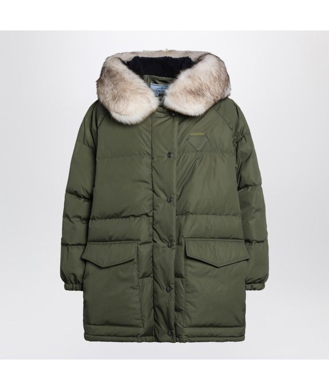 PRADA Зеленый полиамидовый пуховик, фото 3