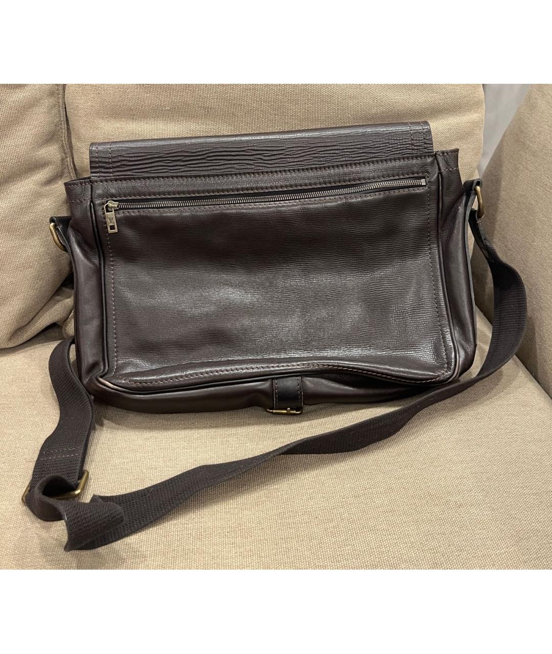 LOUIS VUITTON Коричневый кожаный портфель, фото 2