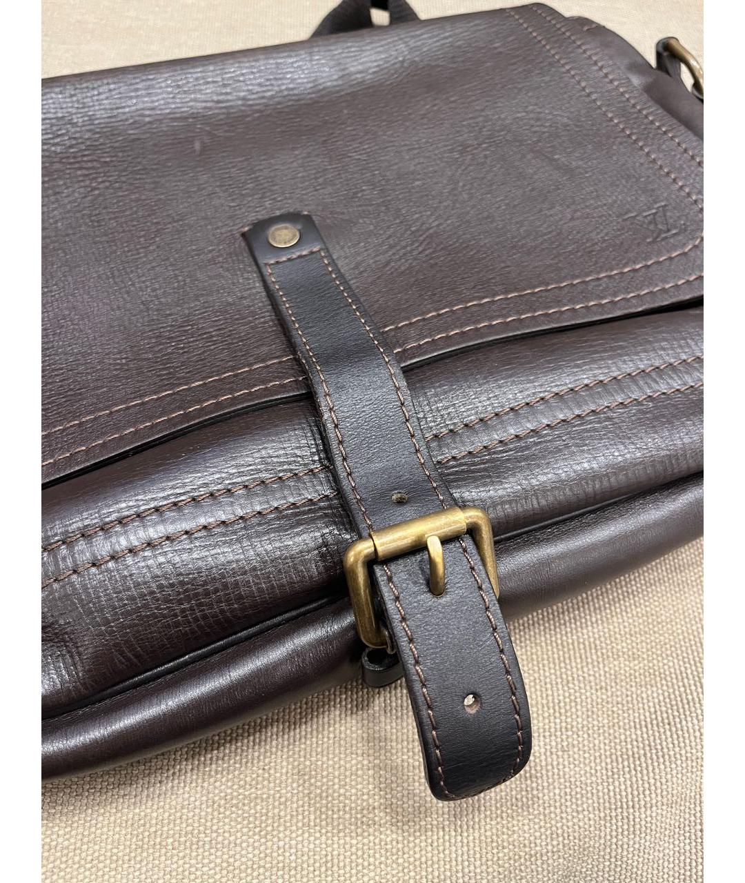 LOUIS VUITTON Коричневый кожаный портфель, фото 8