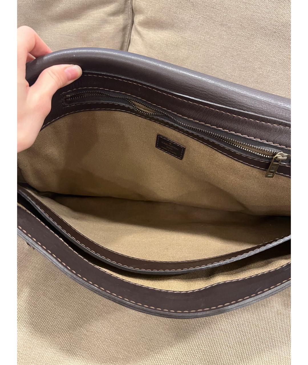 LOUIS VUITTON Коричневый кожаный портфель, фото 6