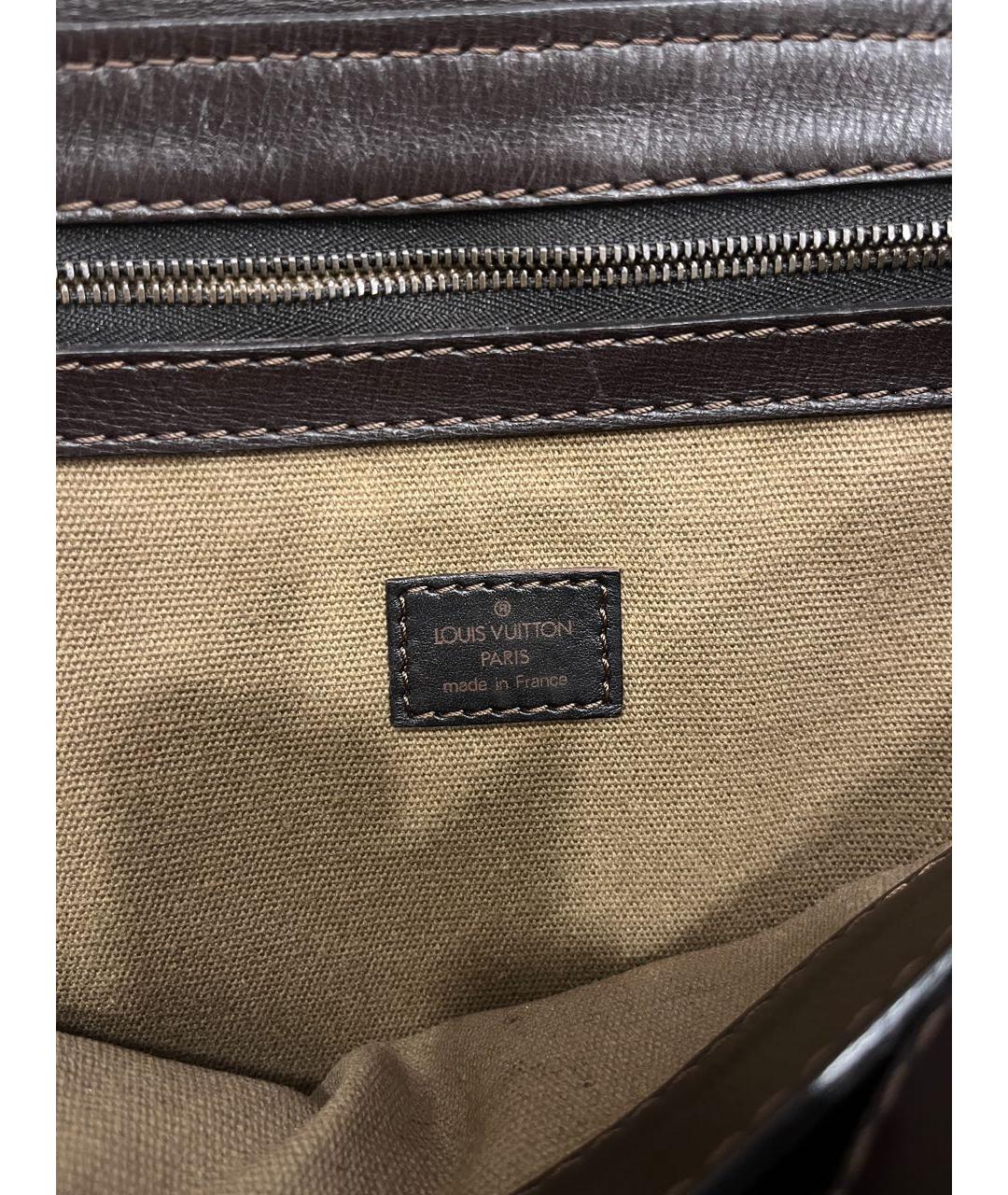 LOUIS VUITTON Коричневый кожаный портфель, фото 7