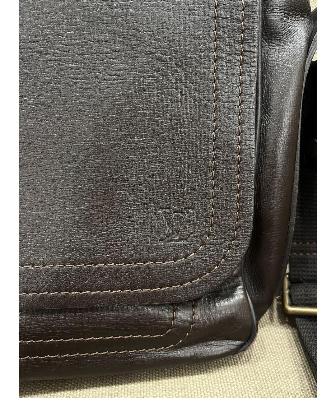 LOUIS VUITTON Коричневый кожаный портфель, фото 3