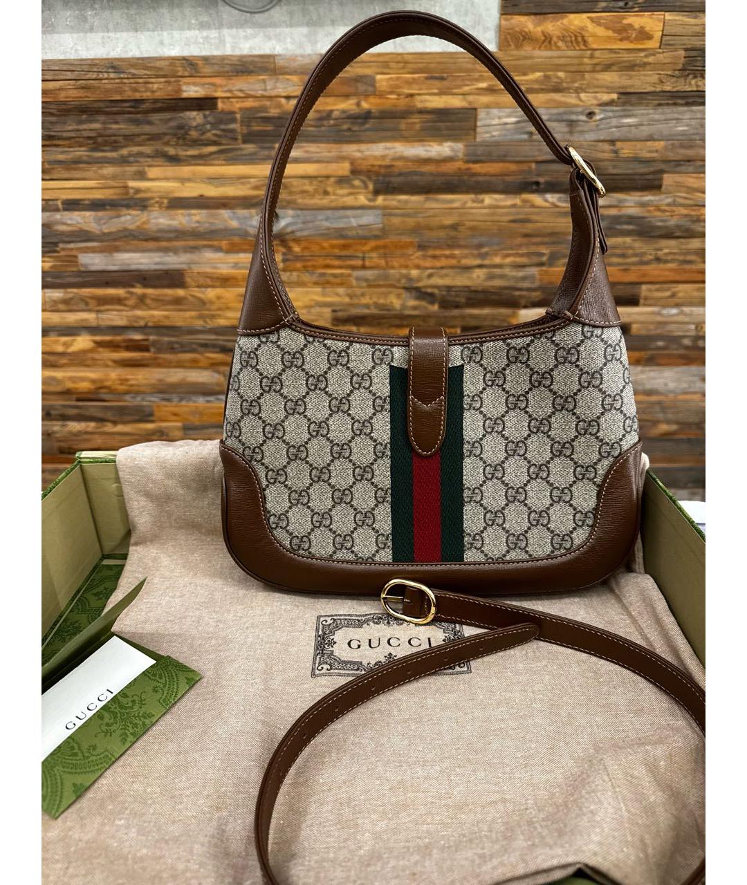 GUCCI Коричневая кожаная сумка с короткими ручками, фото 3