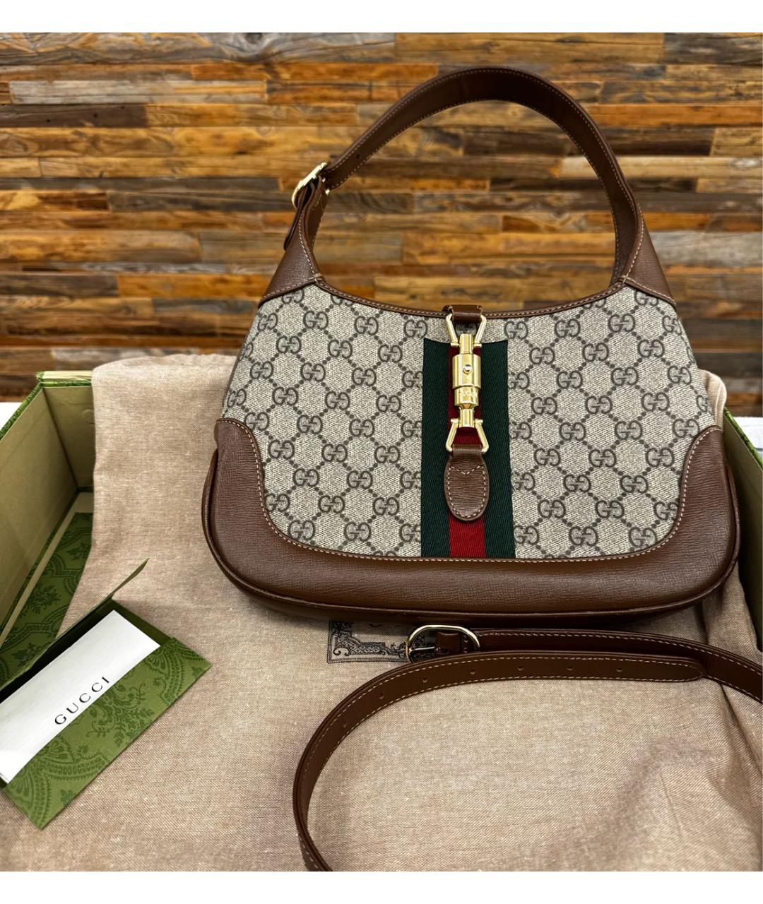 GUCCI Коричневая кожаная сумка с короткими ручками, фото 2