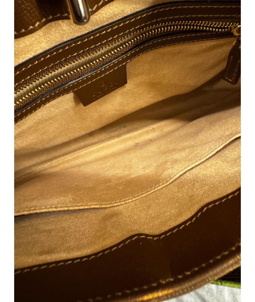 GUCCI Коричневая кожаная сумка с короткими ручками, фото 4