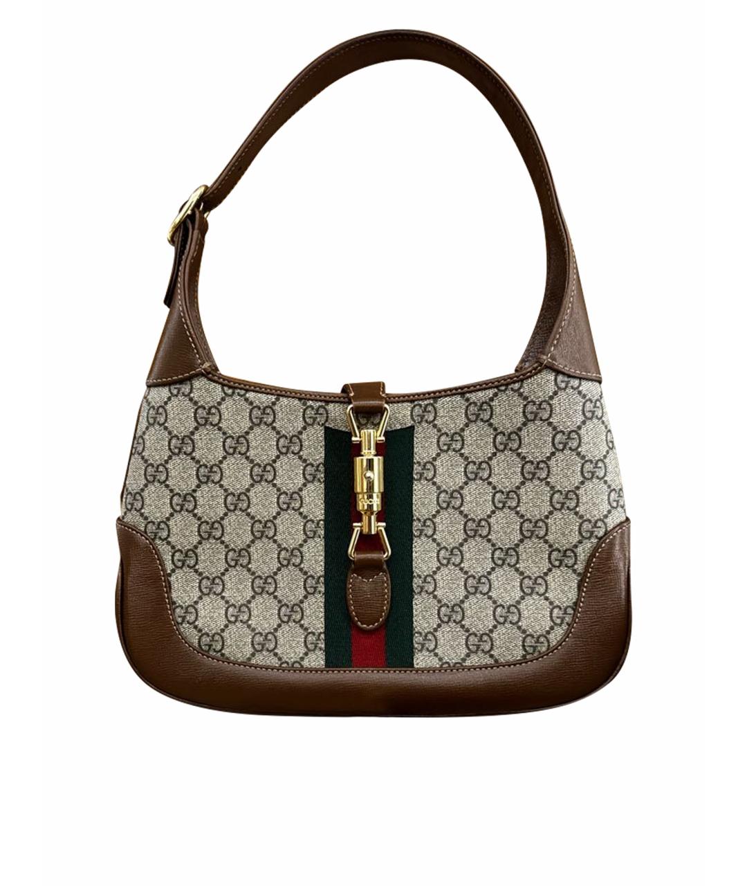 GUCCI Коричневая кожаная сумка с короткими ручками, фото 1