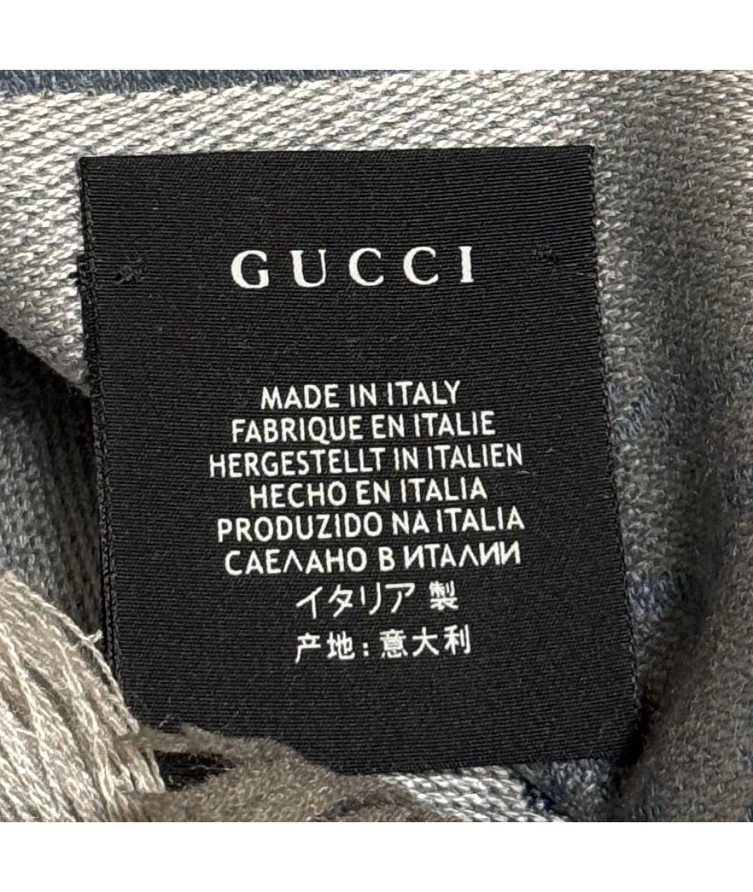 GUCCI Коричневый шерстяной шарф, фото 3