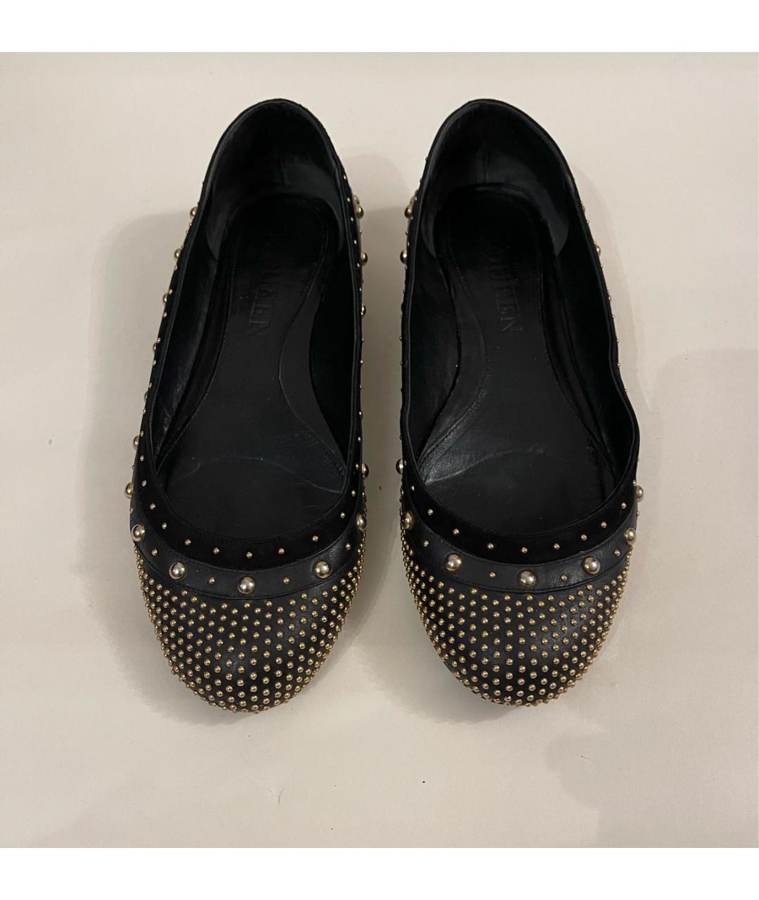 ALEXANDER MCQUEEN Черные кожаные балетки, фото 3