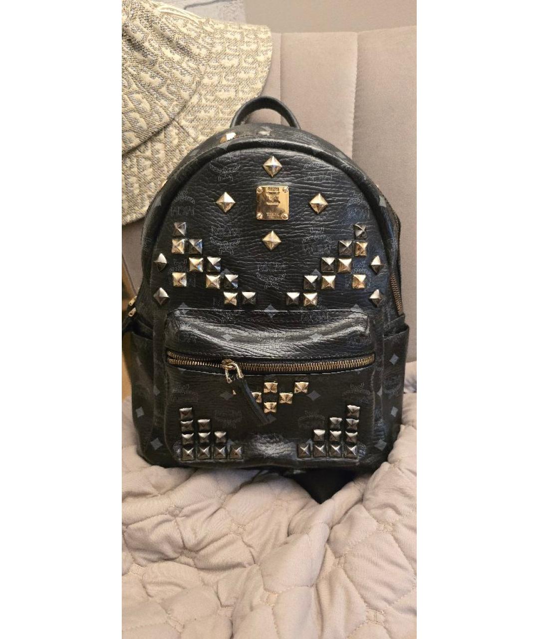 MCM Черный кожаный рюкзак, фото 6