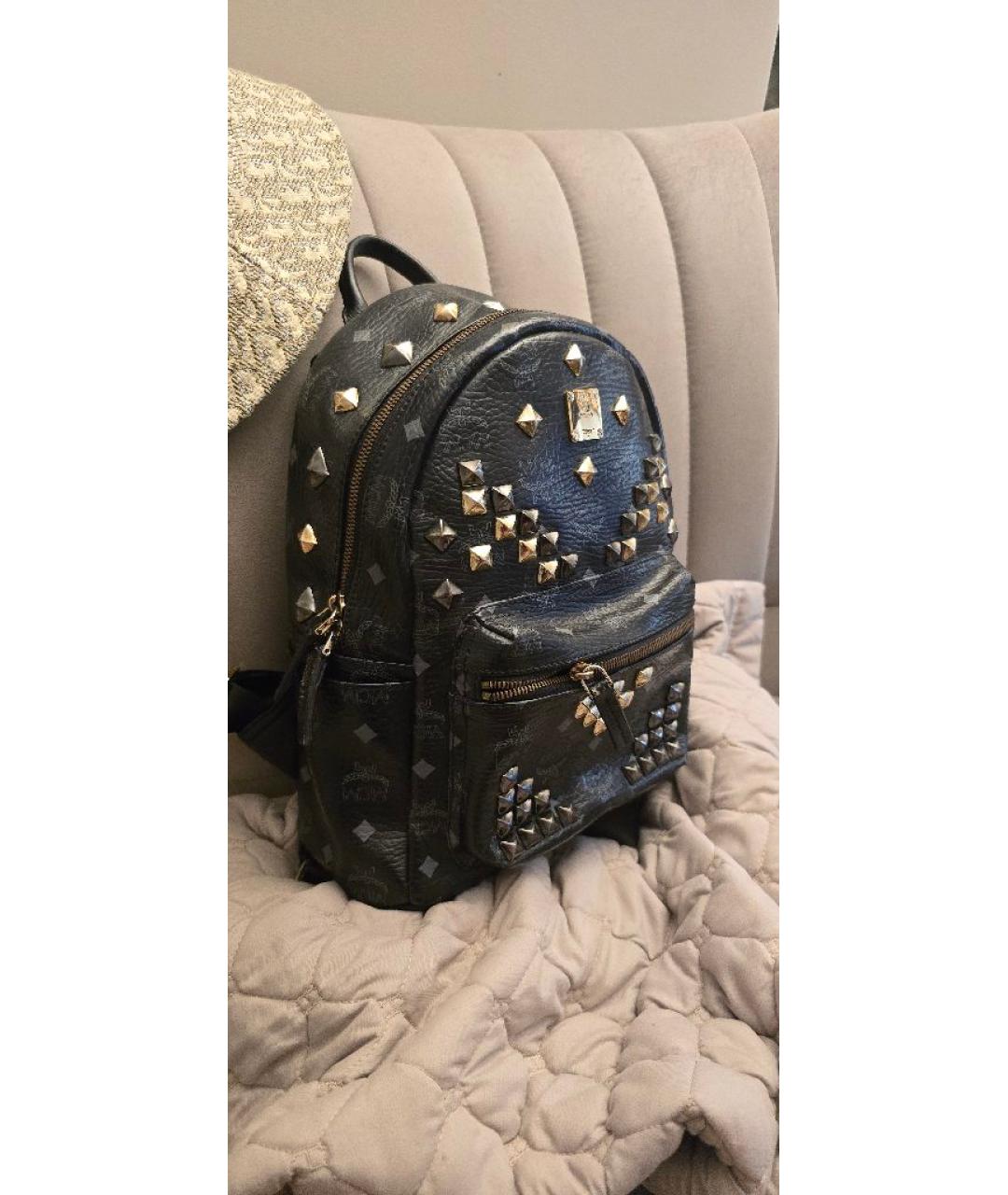 MCM Черный кожаный рюкзак, фото 2