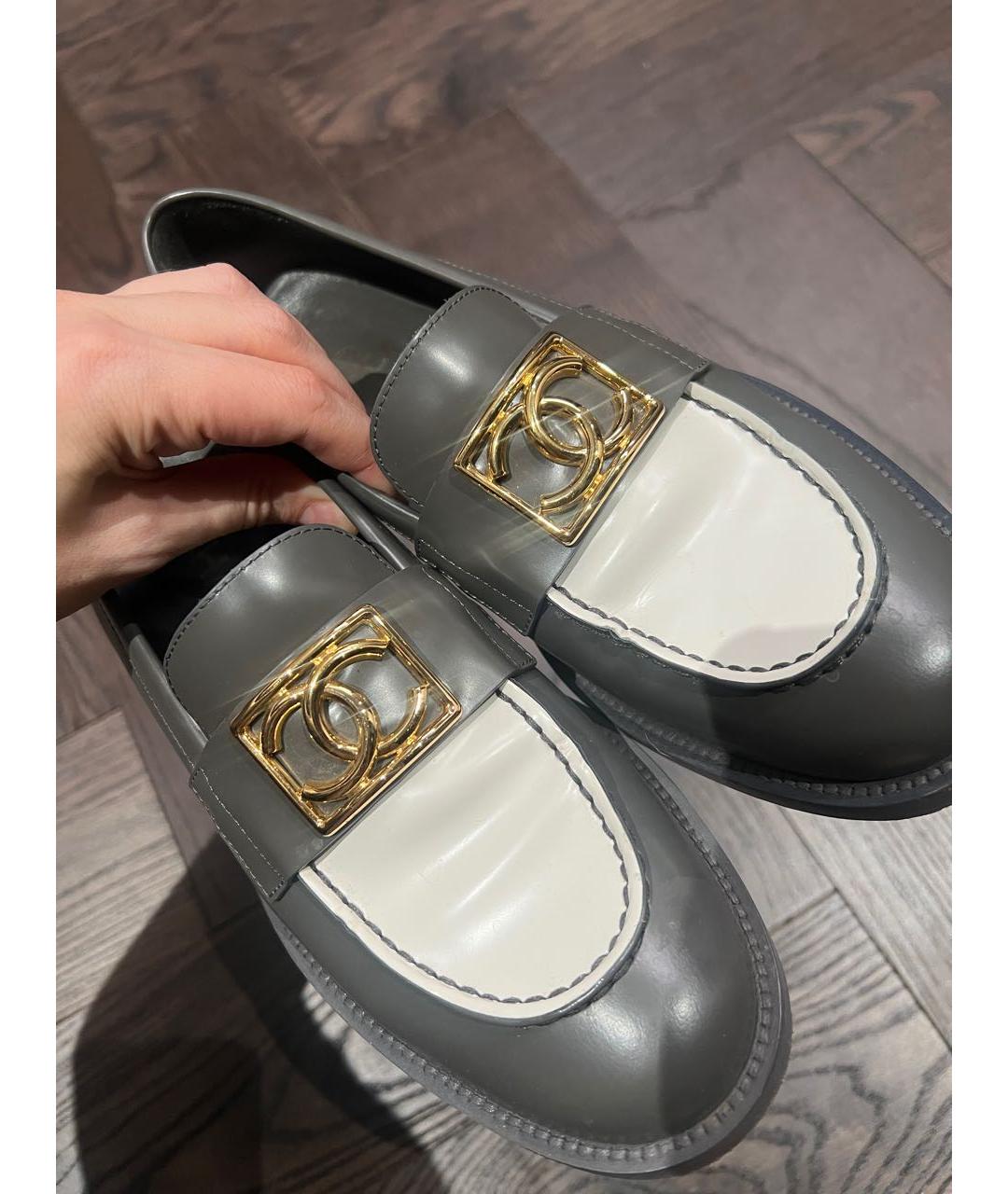 CHANEL Серые кожаные лоферы, фото 8