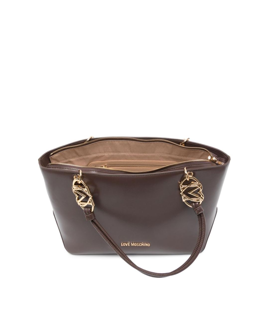 LOVE MOSCHINO Коричневая сумка тоут из искусственной кожи, фото 4
