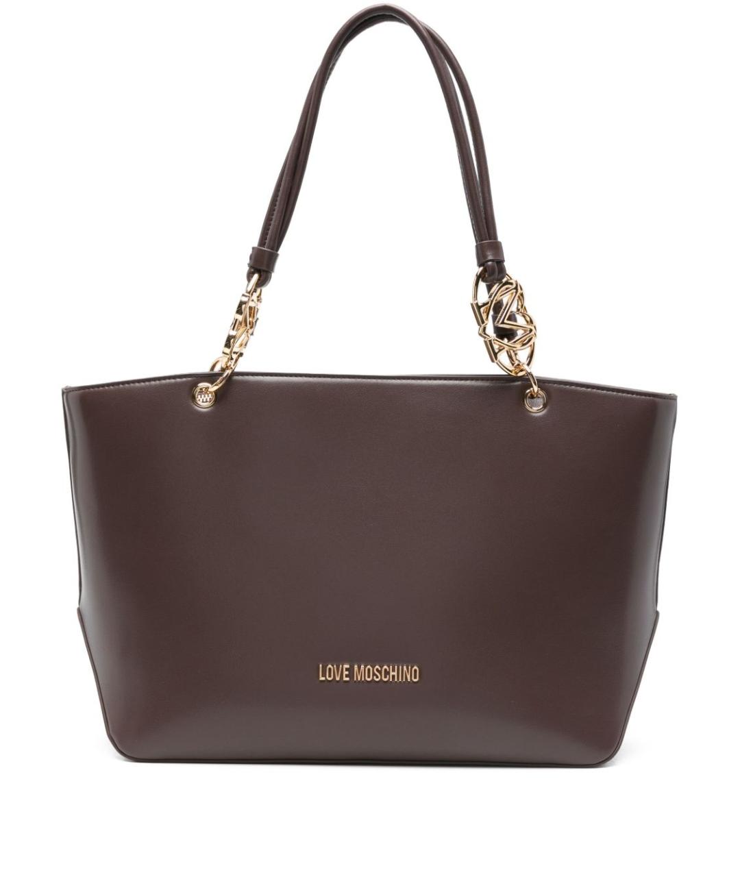 LOVE MOSCHINO Коричневая сумка тоут из искусственной кожи, фото 1