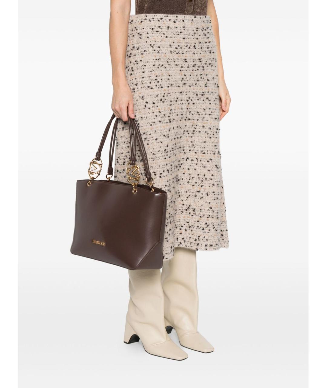 LOVE MOSCHINO Коричневая сумка тоут из искусственной кожи, фото 3