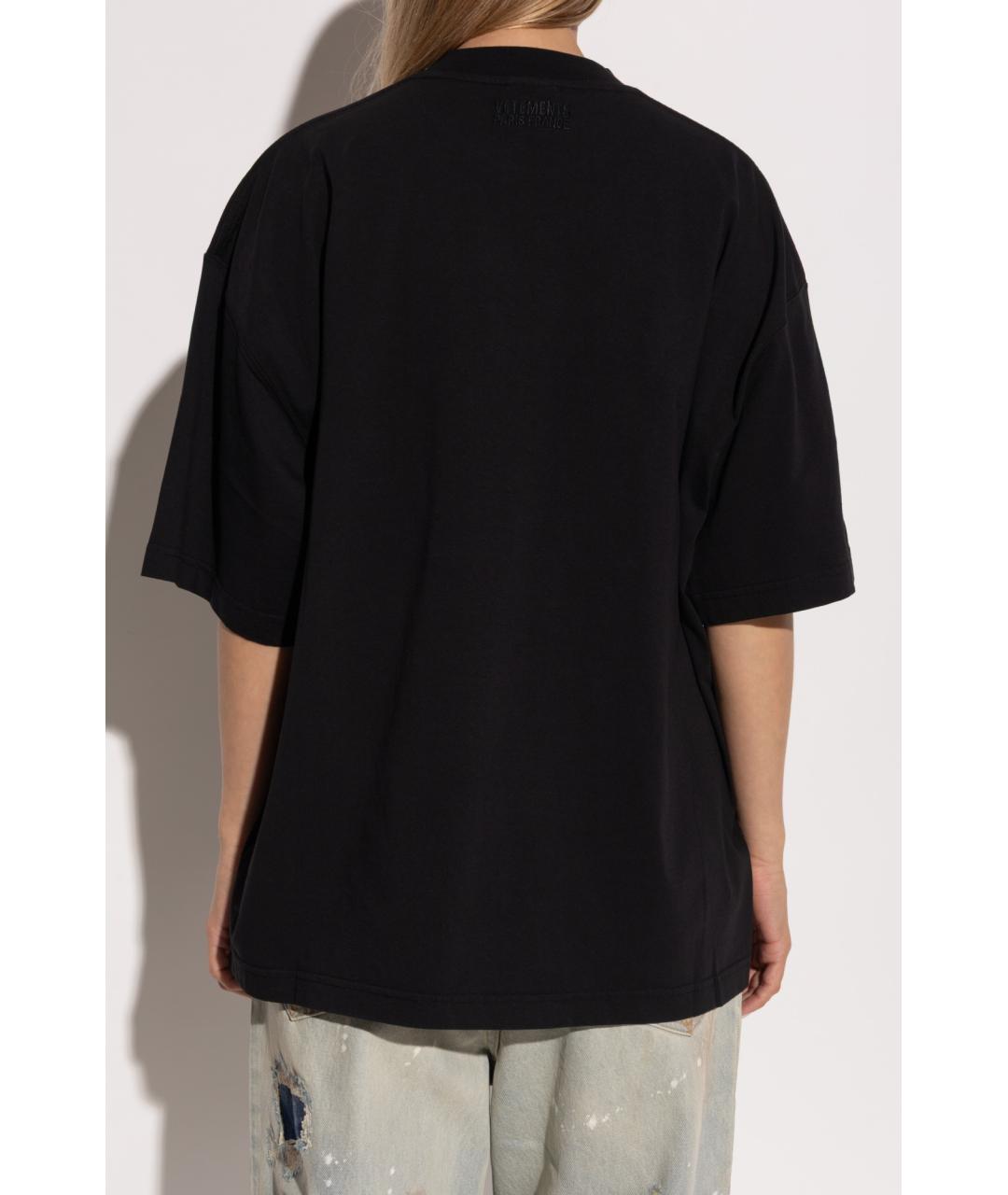 VETEMENTS Черная хлопковая футболка, фото 3