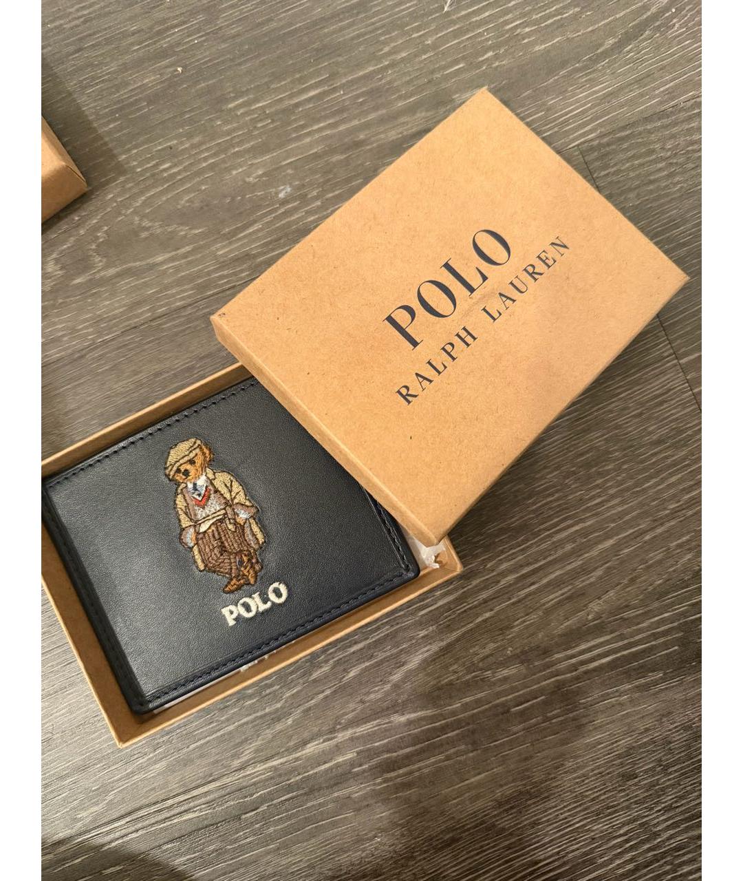 POLO RALPH LAUREN Темно-синий кожаный кардхолдер, фото 4