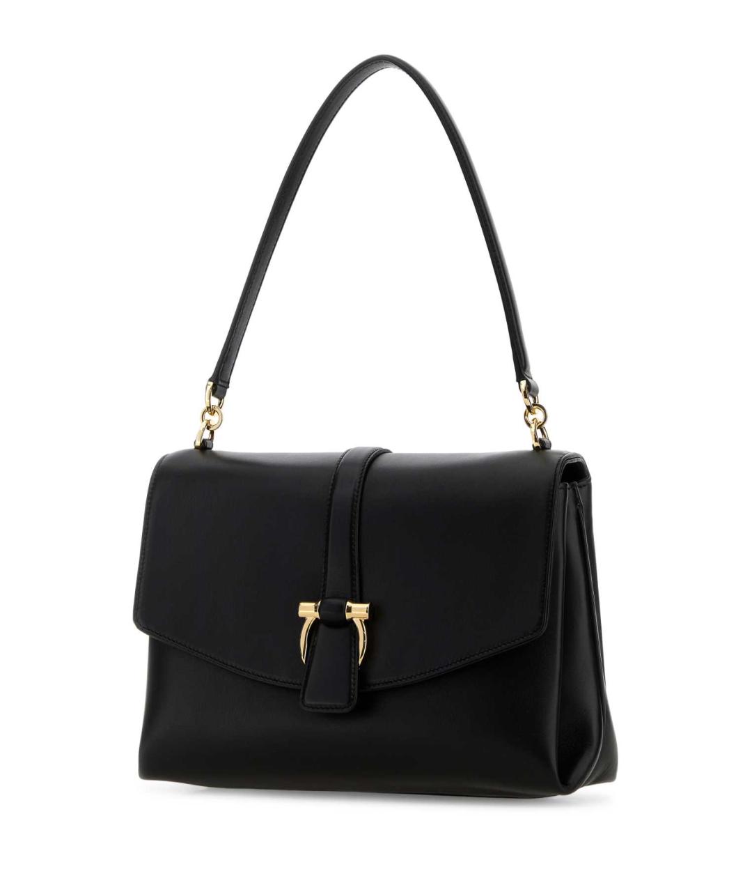 FERRAGAMO Черная кожаная сумка через плечо, фото 2