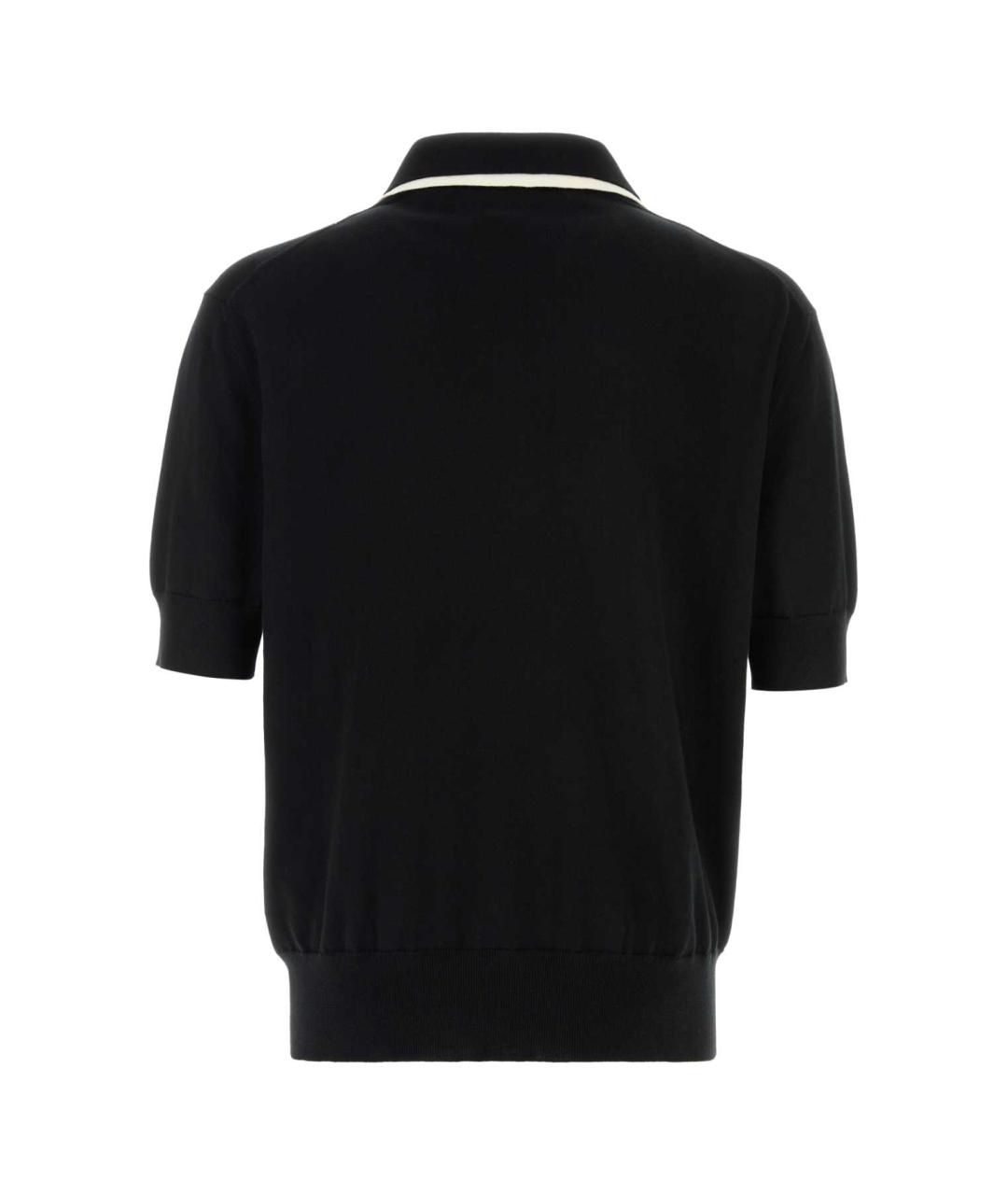 JIL SANDER Черное хлопковое поло с коротким рукавом, фото 2