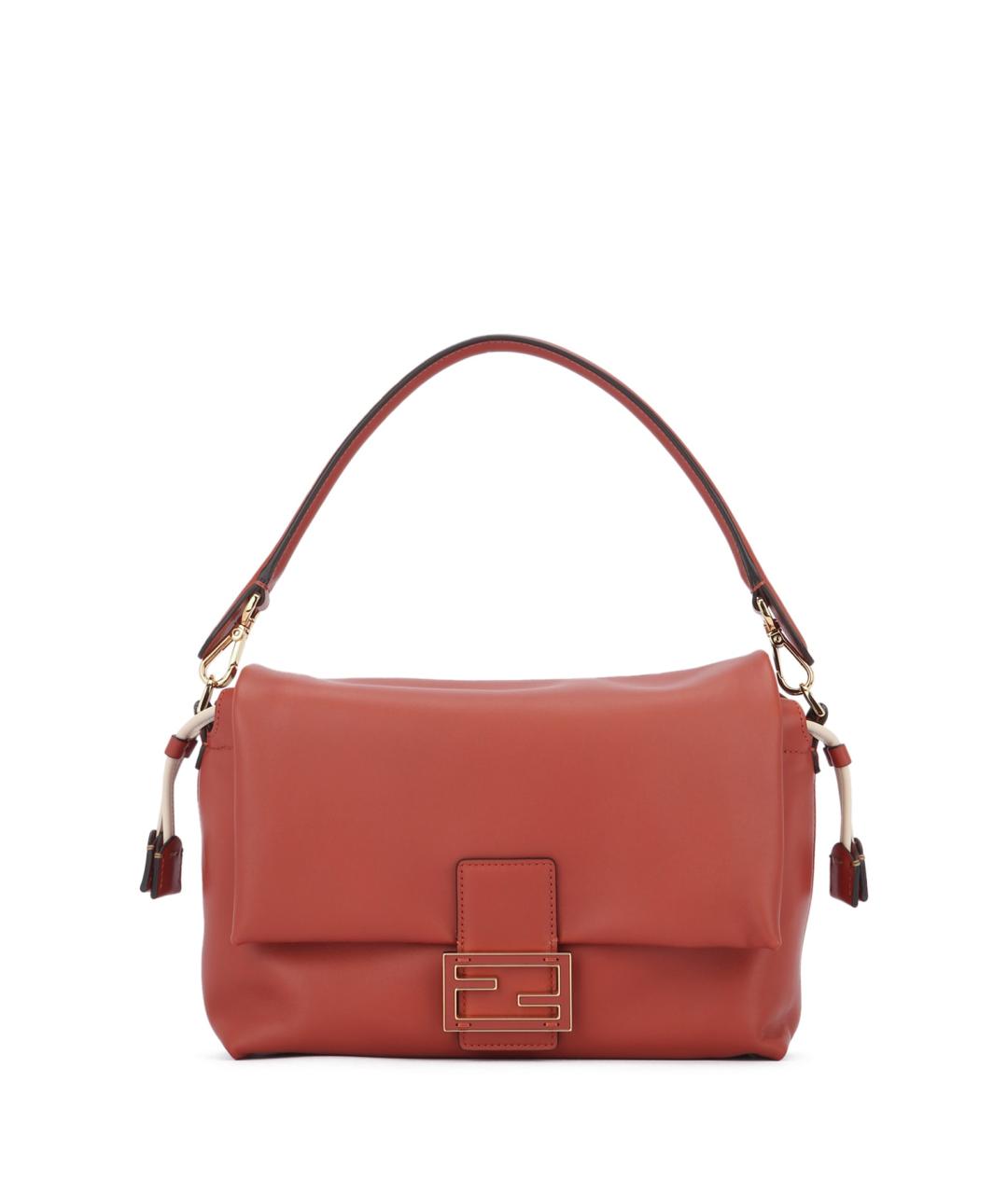 FENDI Коралловая кожаная сумка с короткими ручками, фото 1