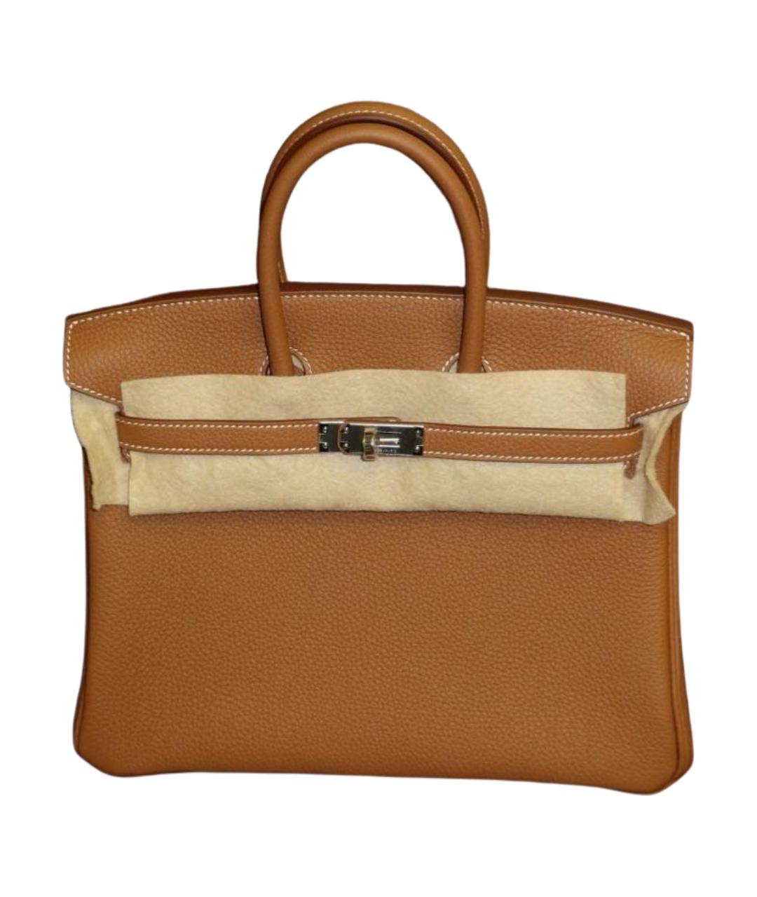 HERMES Коричневая кожаная сумка с короткими ручками, фото 1