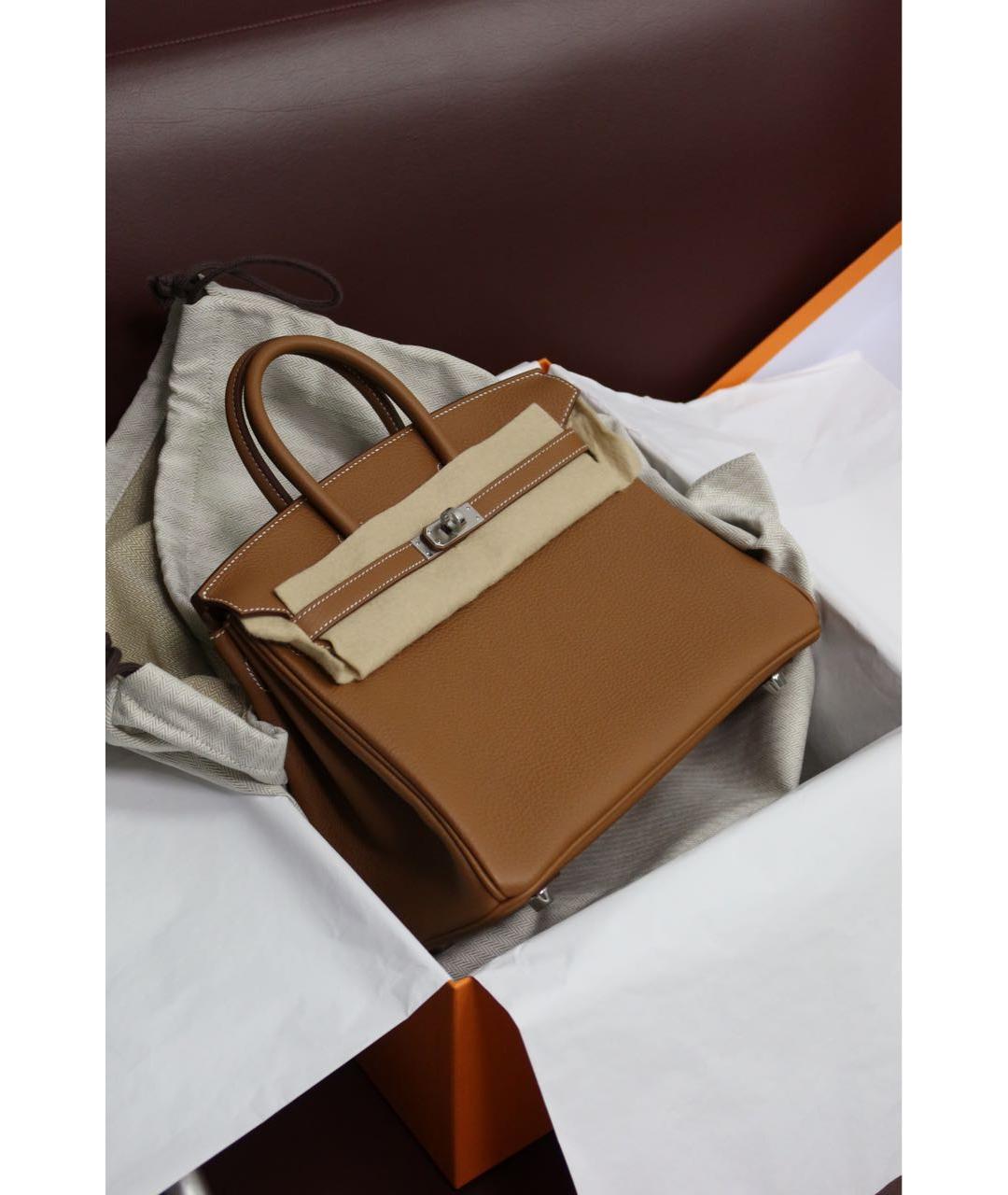 HERMES Коричневая кожаная сумка с короткими ручками, фото 4